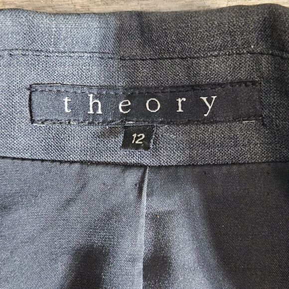 Theory Womens 12 Suit Set Blazer Pants Gray Wool Blend 2 Piece 1 Button Gray - Picture 6 of 16
